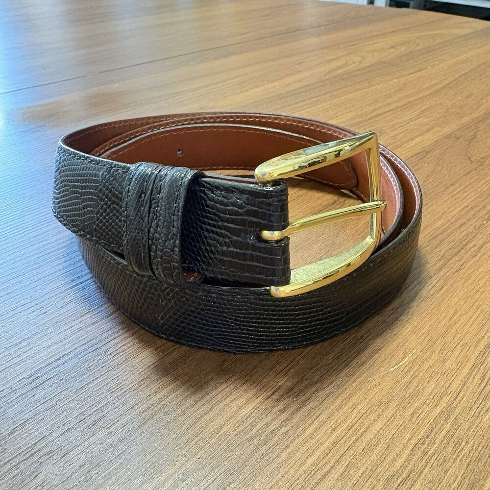 J. Hillburn Belt Mens Size 42 Black Genuine Lizard